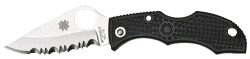 Spyderco LBKS3 Ladybug 3  1.94" Folding Modified Clip Point Serrated VG-10 SS Blade Black FRN Handle