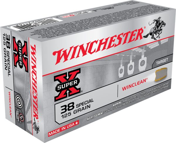 Winchester Ammo WC381 Super X  38Special 125gr Winclean Brass Enclosed Base 50 Per Box/10 Case