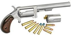North American Arms SWC4 Sidewinder *CA Compliant 22 LR or 22 WMR 5rd 4" Barrel, Overall Stainless Steel Finish & Rosewood Birdshead Grip Includes Cylinder