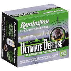 Remington Ammunition 28939 Ultimate Defense Full Size Handgun 40S&W 180gr Brass Jacketed Hollow Point 20 Per Box/25 Case