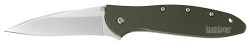Kershaw 1660OL Leek  3" Folding Drop Point Plain Bead Blasted 14C28N Steel Blade Olive Drab Anodized Aluminum Handle Includes Pocket Clip