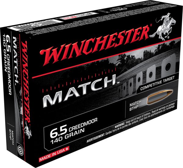 Winchester Ammo S65CM Match  6.5Creedmoor 140gr Sierra MatchKing BTHP 20 Per Box/10 Case