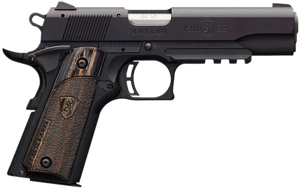 Browning 051816490 1911-22 Black Label Full Size Frame 22 LR 10+1, 4.25" Stainless Steel Barrel, Matte Black Serrated Slide & Polymer Frame w/Beavertail & Picatinny Rail
