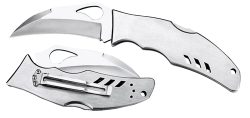 Spyderco BY07P Byrd Crossbill 3.50" Folding Hawkbill Plain 8Cr13MoV SS Blade, Stainless Steel Handle Includes Pocket Clip