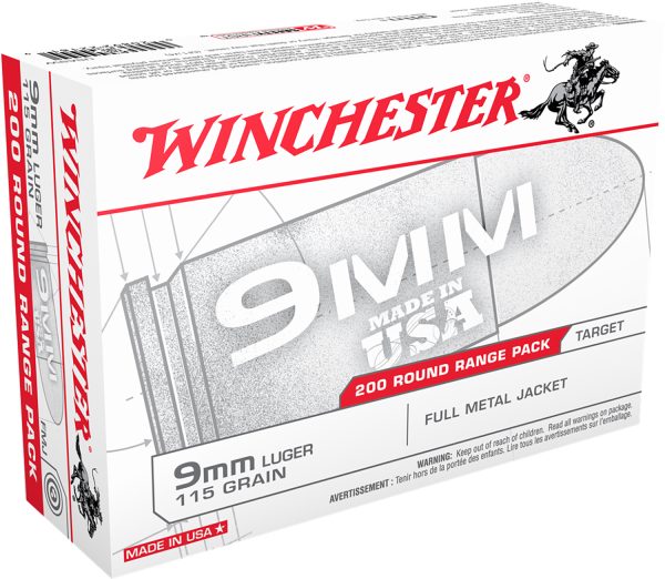 Winchester Ammo USA9W USA  9mmLuger 115gr Full Metal Jacket 200 Per Box/5 Case