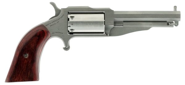 North American Arms 19603C 1860 The Earl 22 LR or 22 MWR 5rd 3" Barrel, Overall Stainless Steel Finish & Rosewood Boot Grip Includes Cylinder
