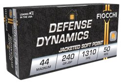 Fiocchi 44A500 Defense Dynamics  44RemMag 240gr Jacketed Soft Point 50 Per Box/10 Case