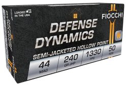 Fiocchi 44D500 Defense Dynamics  44RemMag 240gr Jacketed Hollow Point 50 Per Box/10 Case