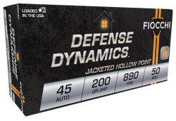 Fiocchi 45B500 Defense Dynamics  45ACP 200gr Jacketed Hollow Point 50 Per Box/10 Case