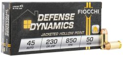 Fiocchi 45T500 Defense Dynamics  45ACP 230gr Jacketed Hollow Point 50 Per Box/10 Case