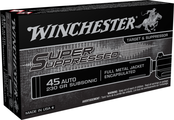 WINCHESTER SUPPRESSED 45ACP 230GR FMJ 50RD BX