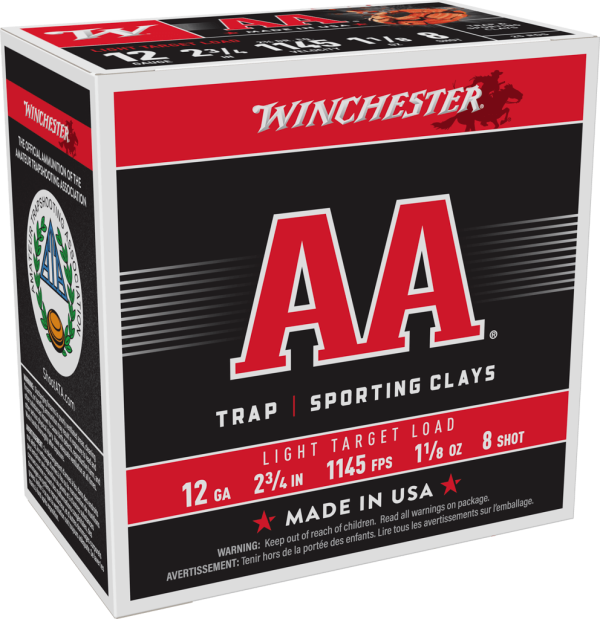 WINCHESTER AA LIGHT TARGET 12GA 2-3/4" 1-1/8OZ #8 25RD BX 250RD CASE